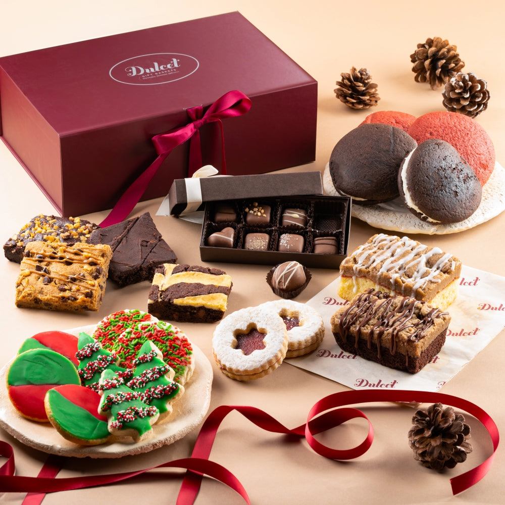 Shop Gourmet Holiday Treats Gift Box – Sweet Bites – Dulcet Gift Baskets