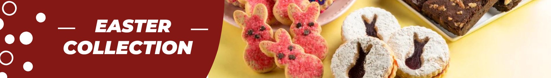 Easter Gift Baskets: A box of designed white, pink and chocolate cupcakes.