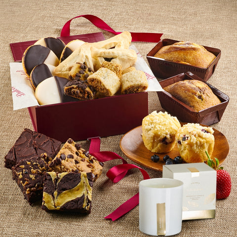 Gourmet Treats and Scented Candle Gift Basket