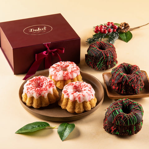 Lemon Chocolate Glazed Mini Fluted Holiday Cakes Assortment