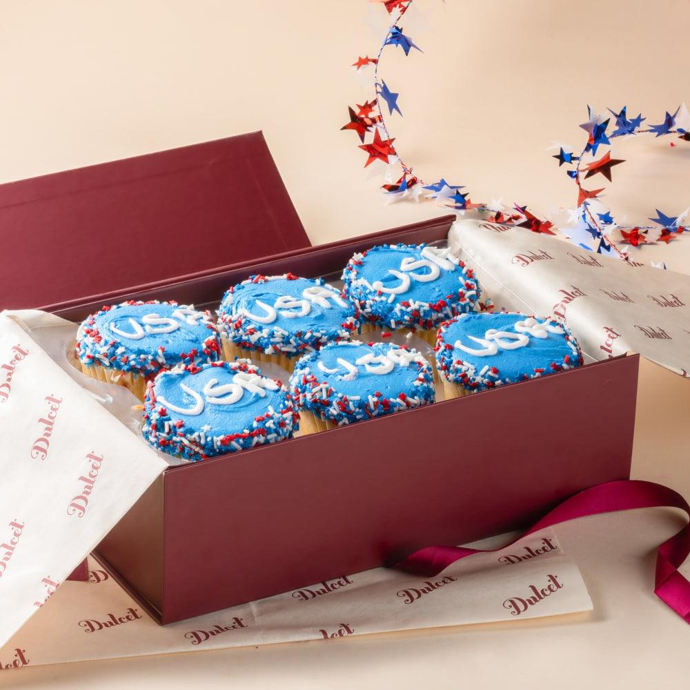 Independence Day Red, White, and Blue Cupcakes Assortment - Dulcet Gift Baskets