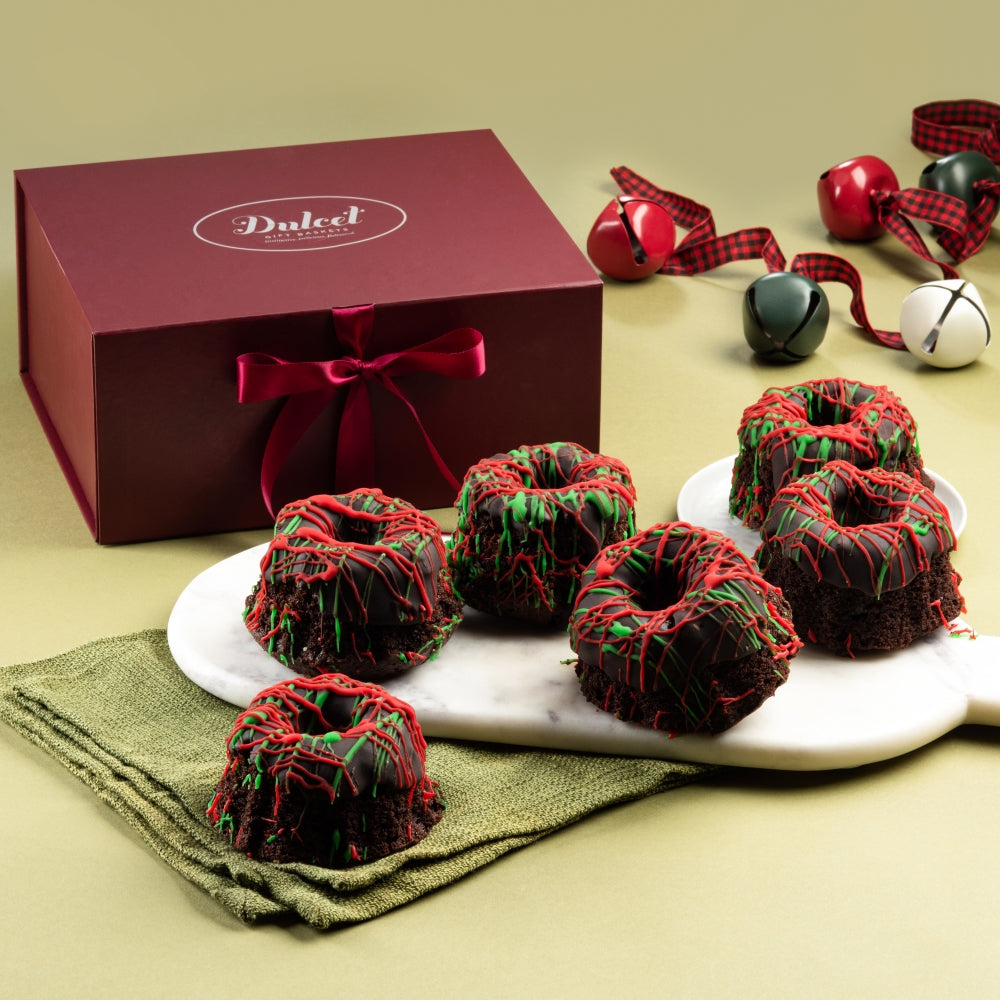 Favorite Chocolate Glazed Mini Fluted Holiday Cakes - Dulcet Gift Baskets