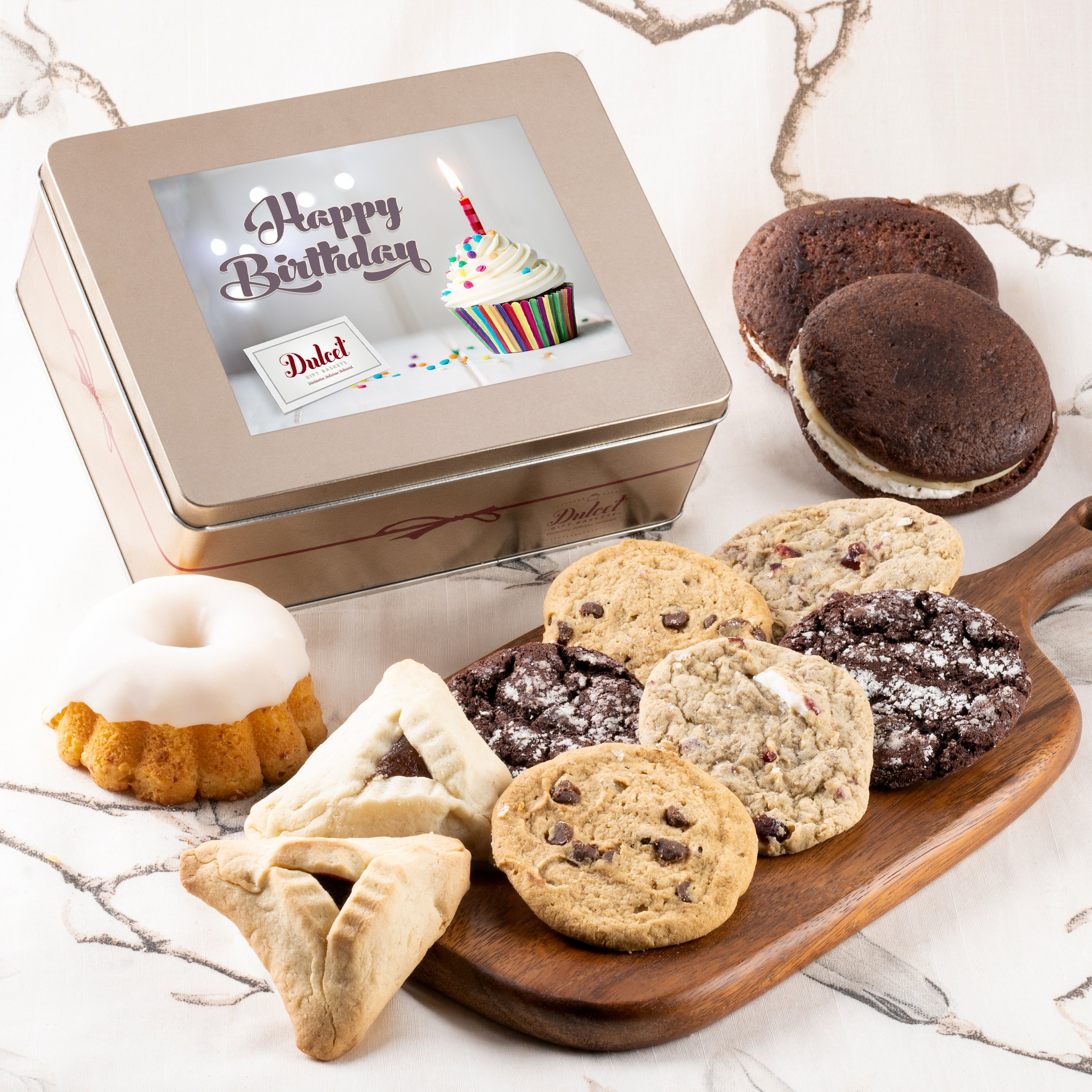 Tasteful Treats Tin Gift Basket - Dulcet Gift Baskets