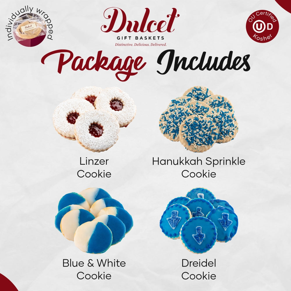 Happy Hanukkah Cookie Assortment - Dulcet Gift Baskets