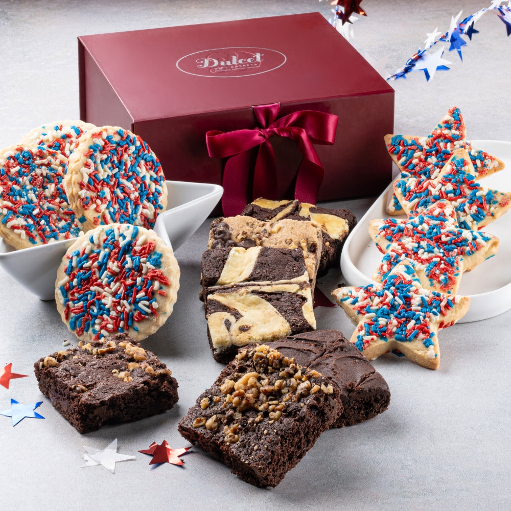 Patriotic Cookie and Brownie Signature Gift Box - Dulcet Gift Baskets