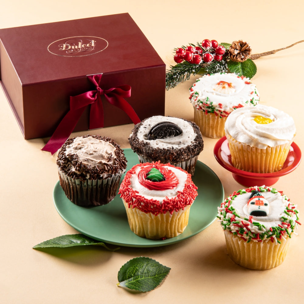 Merry Mix Up Cupcake Assortment Gift Box - Dulcet Gift Baskets