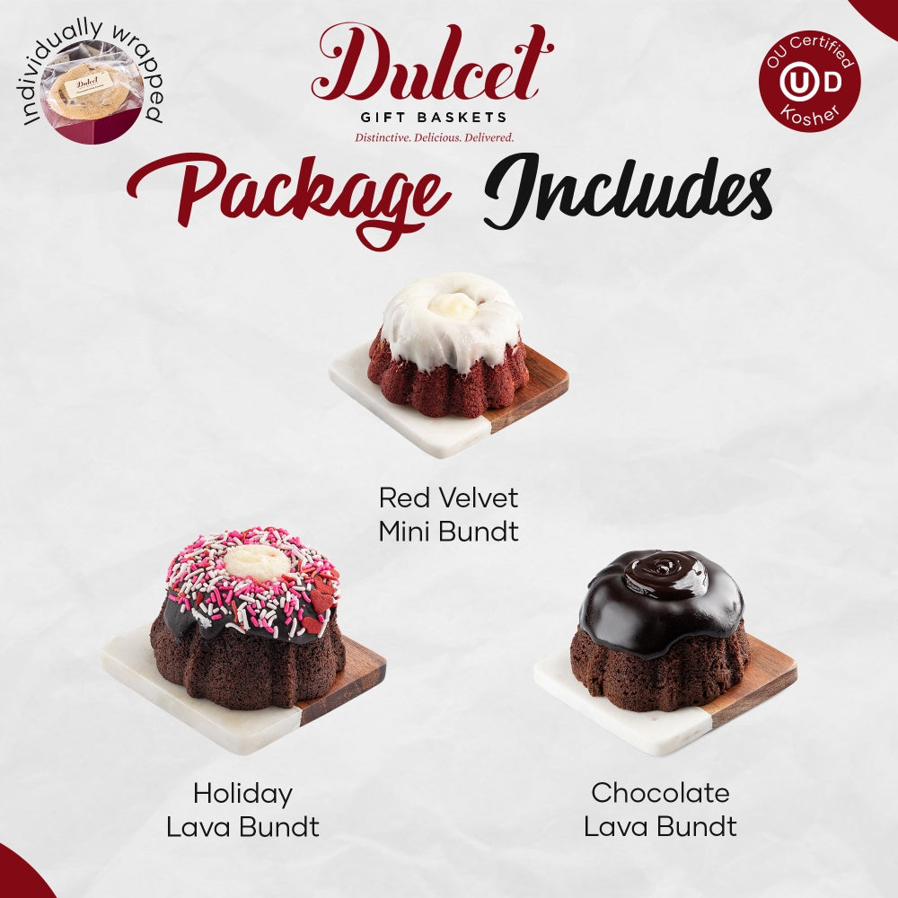 Valentines Assortment of Mini Fluted Holiday Cakes - Dulcet Gift Baskets