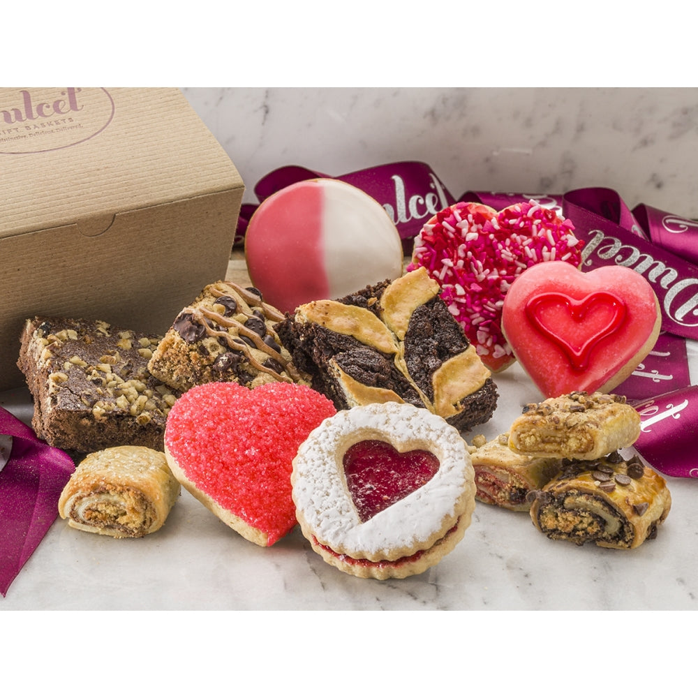 Valentine’s Day Holiday Pastry Sampler Gift Basket - Dulcet Gift Baskets
