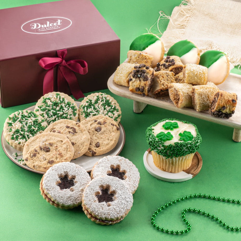 St Patricks Cookies and Treats Sampler - Dulcet Gift Baskets