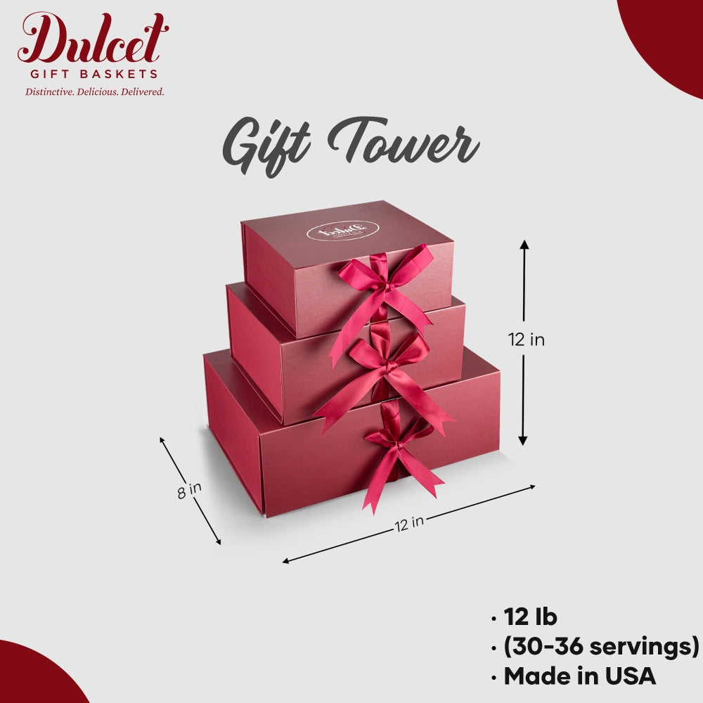 Deluxe Holiday Treats Gift Tower - Dulcet Gift Baskets