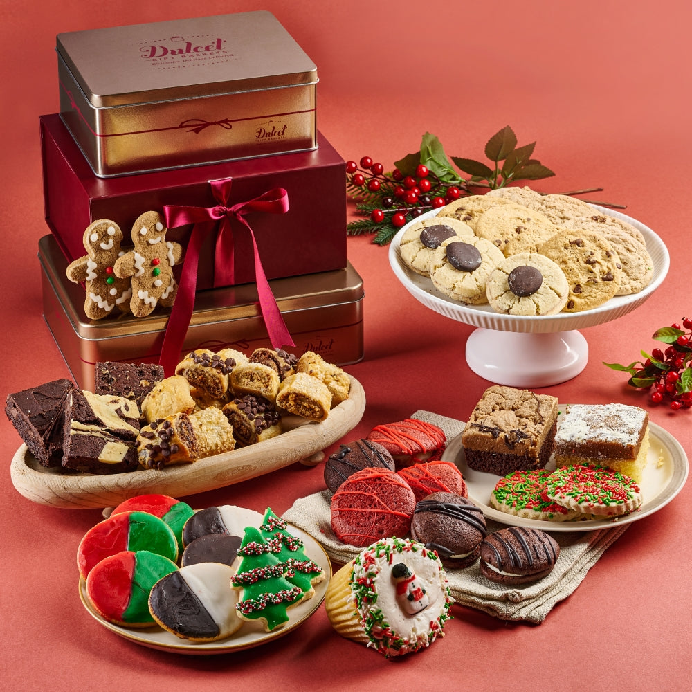 Deluxe Holiday Treats Gift Tower - Dulcet Gift Baskets